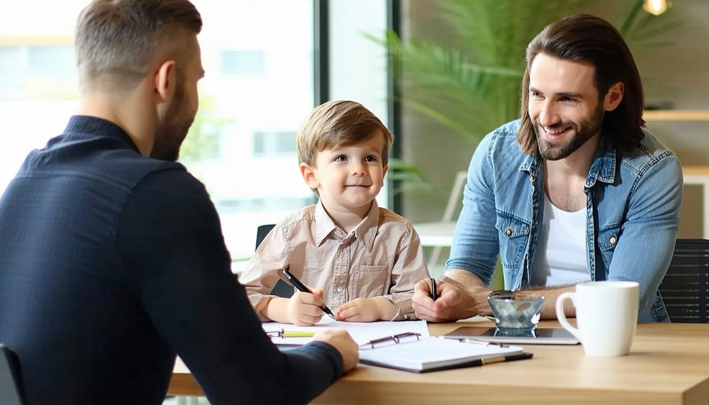 Family meeting with insurance agent